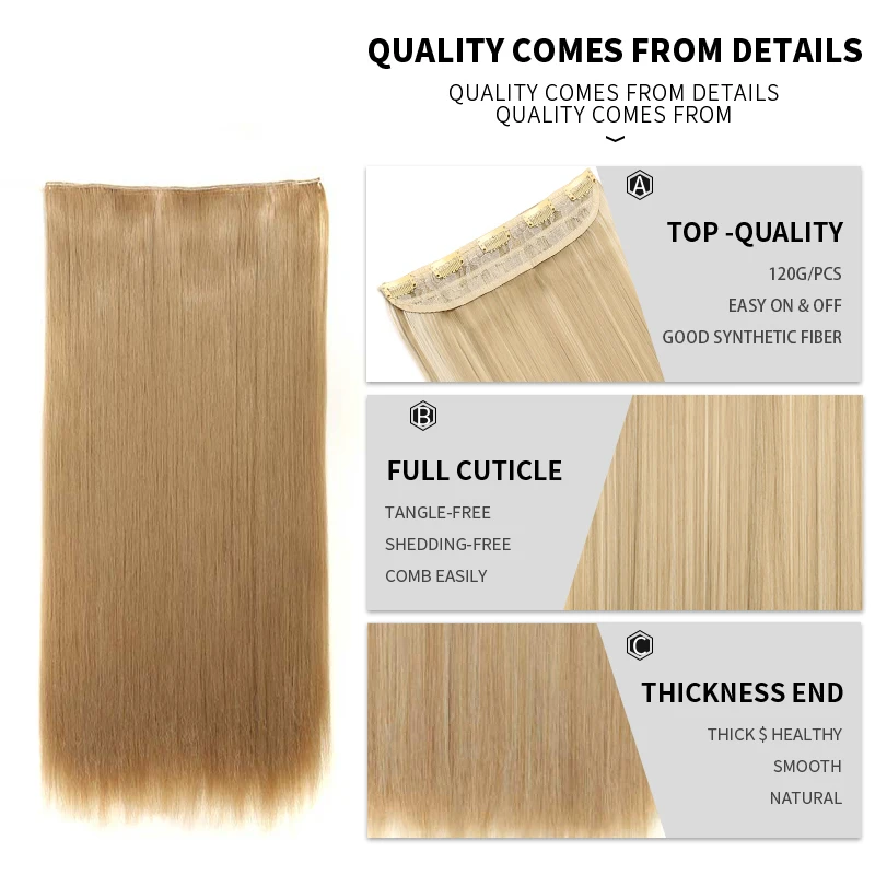 5 Clip In Hair Extension One Piece Long Straight Women Clip On Hair Pieces Synthetic Ombre Clip In Extensions Heat Resistant