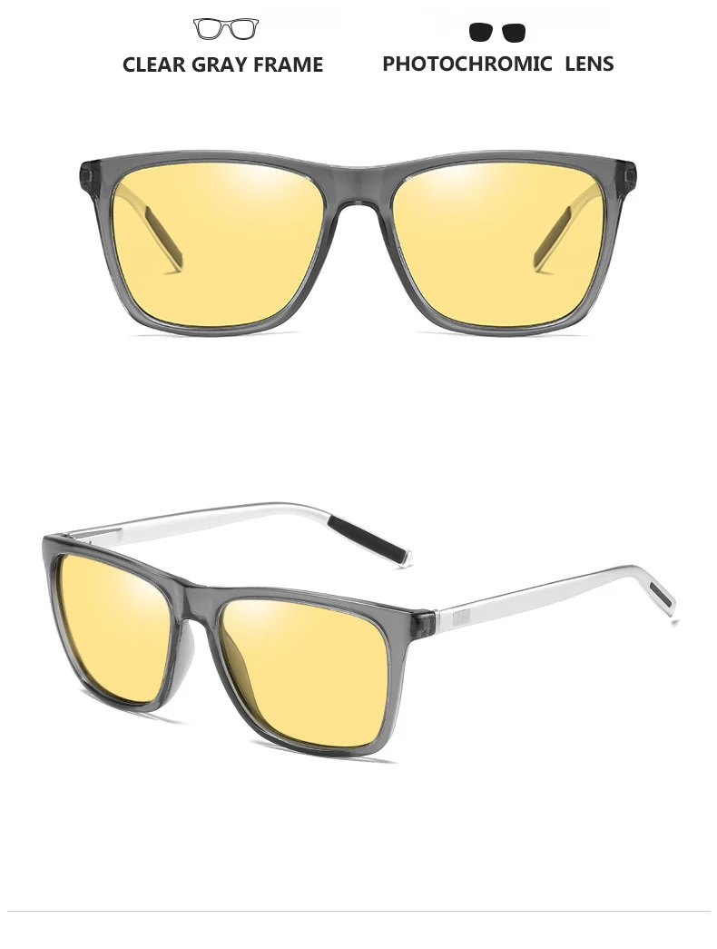 Square Women Leopard Photochromic Sunglasses Men Day Night Vision Driving Glasses Polarized Female Chameleon lentes de sol mujer