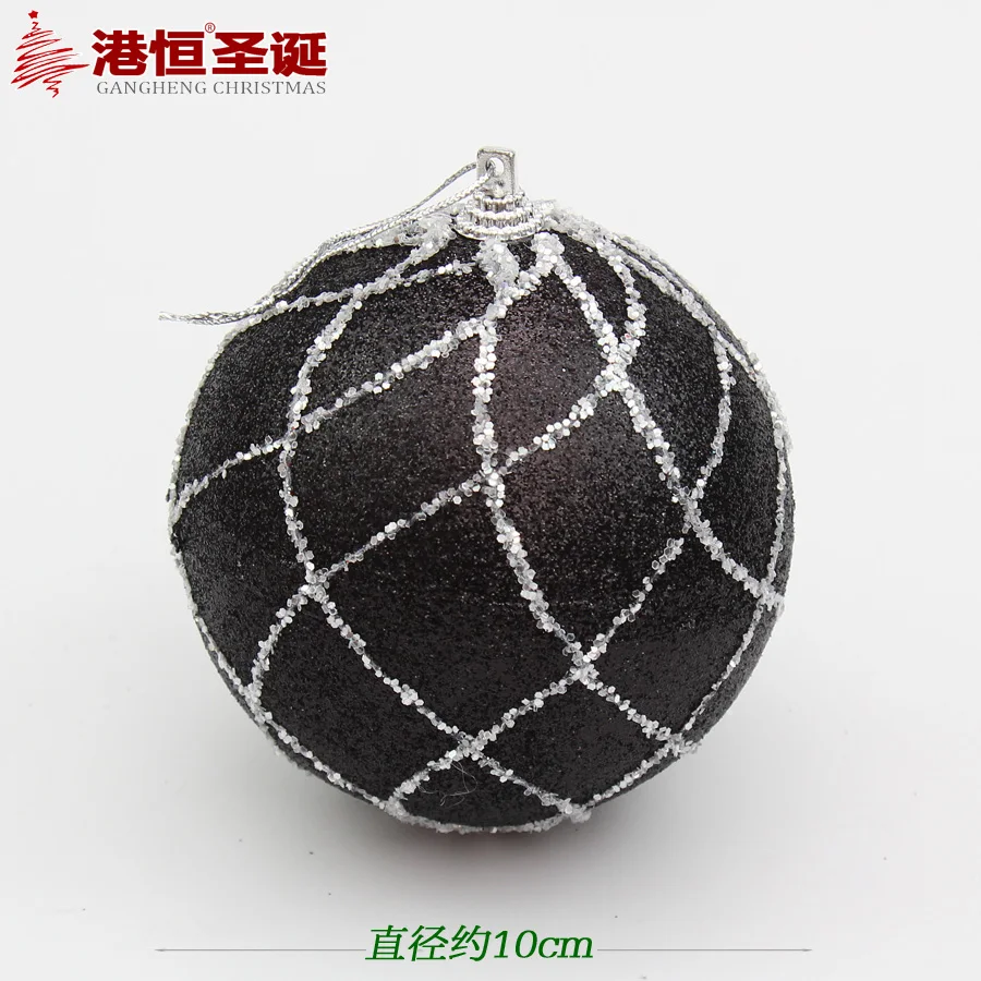 Украшение 8 см черный расписной Рождественский шар 10 см серебряный черный пузырь Рождественский шар - Цвет: 10cm