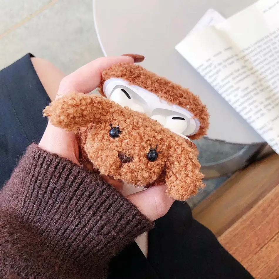 3D плюшевый чехол для Airpods Pro с милым рисунком наушников Apple Air Pods 3 зарядки вязаной