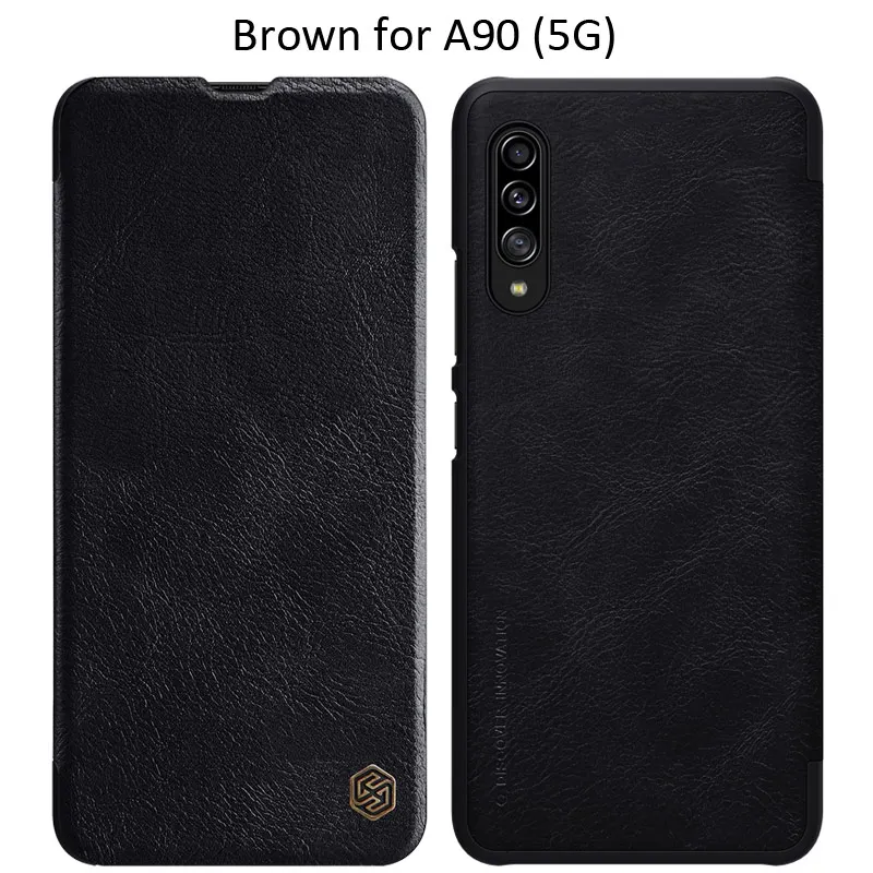Nillkin Qin Книга Флип кожаный чехол для samsung Galaxy A90 5G - Цвет: Black