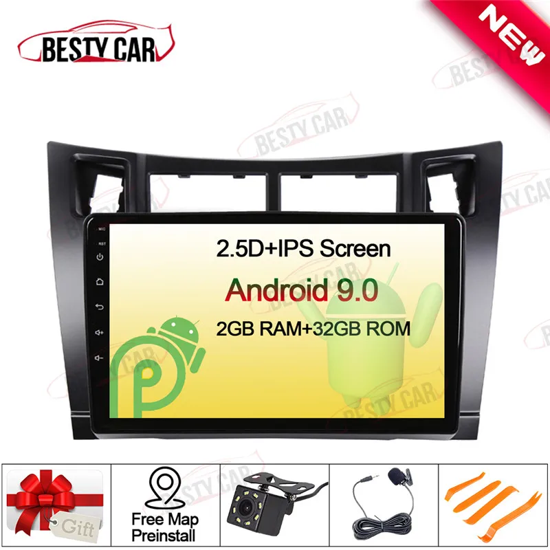 

9" Android 9.0 Car Multimedia Player Stereo Radio GPS Navigation for Toyota Yaris 2008-2013 Head Unit 2.5D+IPS