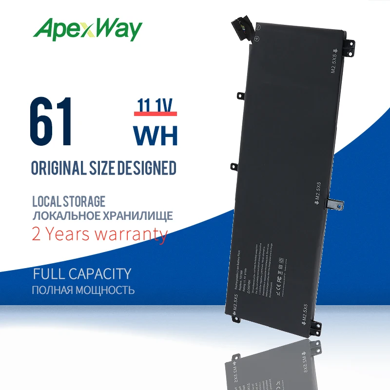 Apexway 61Wh 11 1 V T0TRM TOTRM H76MV 7D1WJ Аккумулятор для ноутбука DELL Precision M3800 XPS 15 9530 | Компьютеры и
