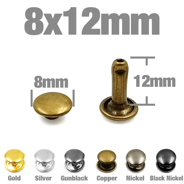 100Sets 5-12mm Metal Double Cap Rivets Stud Round Nail Spike For Leathercraft Repair Shoes Bag Belt Clothing Garment Accessories 8x12mm