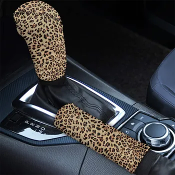 

INSTANTARTS Leopard Prints 2pcs/Set New Car Hand Brake Lever Covers Fashion Car Interior Protector Gear Head Shift Knob Cover