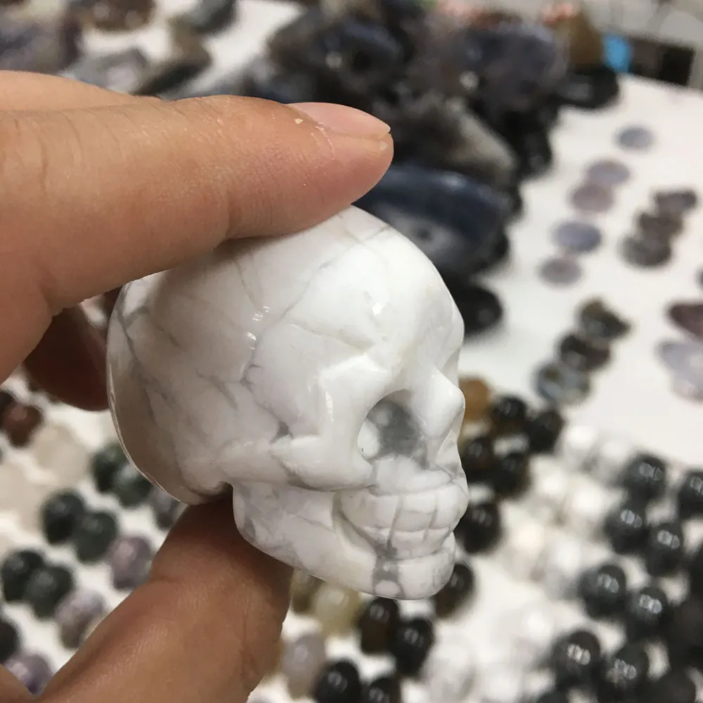 howlite каменный череп резной хрустальный череп для украшения дома для подарка LP