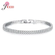 Твердый 925 пробы Серебряный Блестящий Теннисный браслет из кубического циркония, браслет для женщин, свадебные модные ювелирные изделия,, день рождения