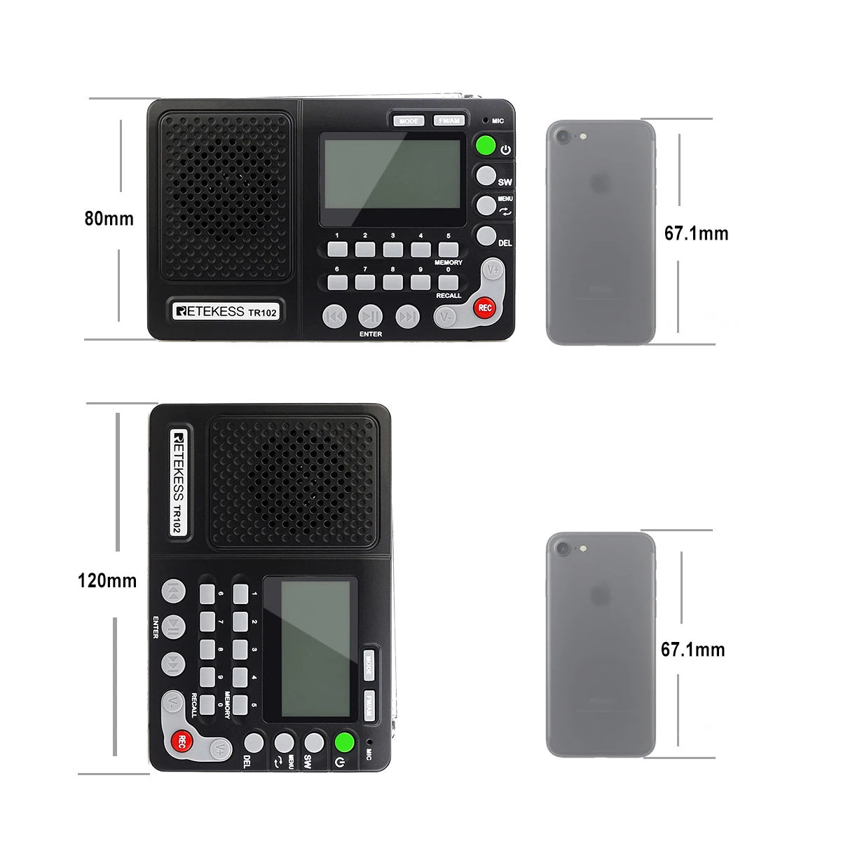 Retekess TR102 портативное радио FM/AM/SW World Band FM Радио MP3 плеер REC рекордер с таймером сна черный приемник рекордер