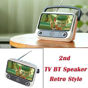 

Classical 2nd Portable Retro Bluetooth Speaker TV Design Phone Holder FM Radio TF Music Multifunctional Wireless Speaker Gift