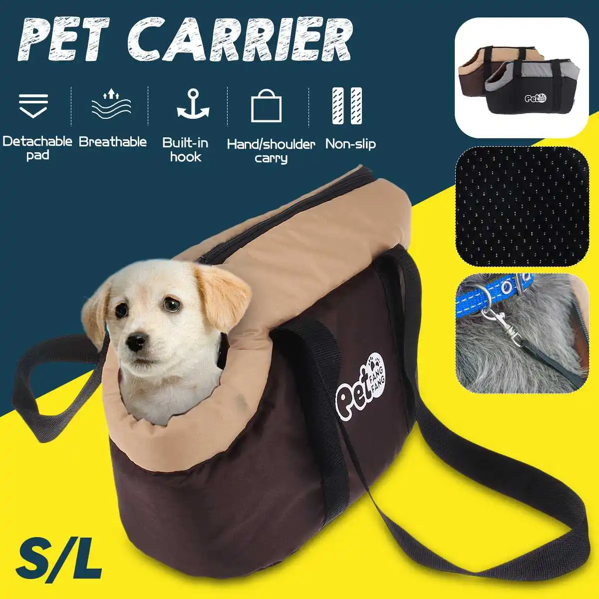 Переносная сумка-переноска для домашних животных машинная стирка мягкий чехол для щенков кошек собак S/L наружная Дорожная сумка из ткани Оксфорд для домашних животных черный коричневый