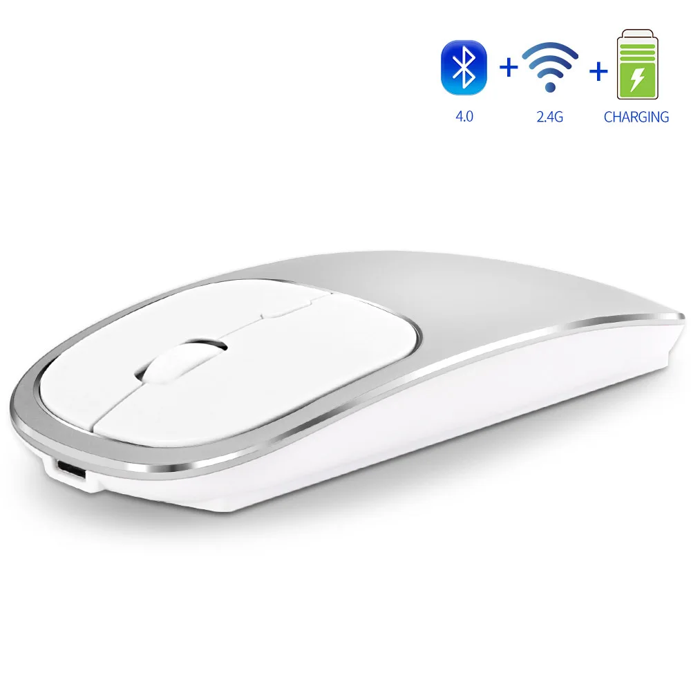 Aluminum Alloy Dual-mode Wireless Bluetooth Mouse Rechargeable Silent Cute Ultra-thin for Macbook ipad 10.2 | Компьютеры и офис