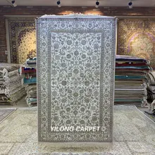 YILONG 3'x5' бежевый цвет по всей поверхности цветы напольные ковры шелковые ковры(HF258B