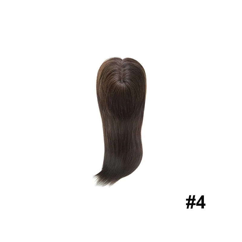 TP18 1" тонкий моно парик Топпер для женщин натуральный прямой парик человеческие волосы клип в топпере 120% плотность волос штук - Парик Цвет: 4