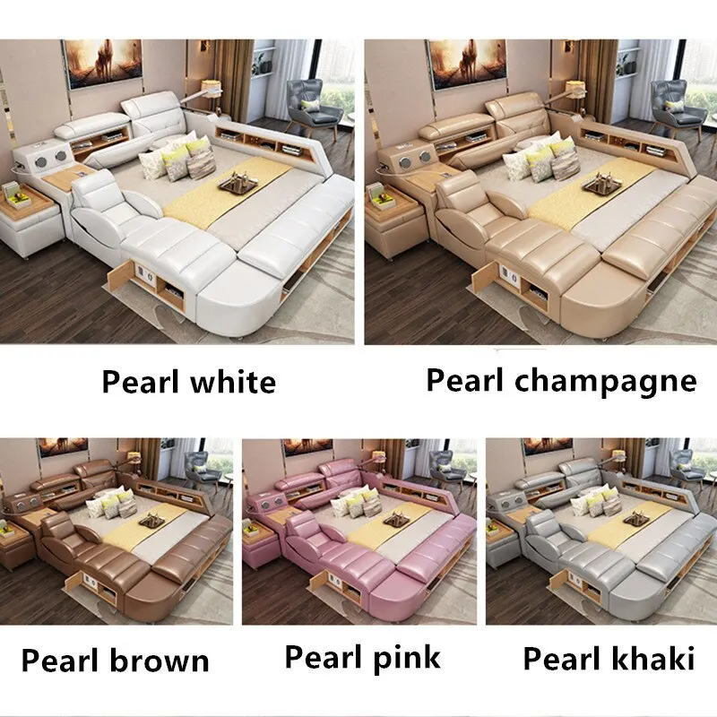 CBMMART Роскошная домашняя кровать из натуральной коровьей кожи жесткая деревянная