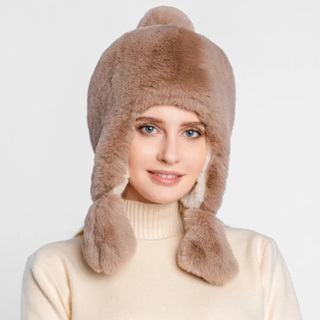 Khaki HT2731 Толстая теплая зимняя шапка женская Высококачественная шапка с кроличьим мехом шапка с наушниками Женская ветрозащитная Русская Шапка женская Лыжная Шапка охотника - Цвет: Khaki