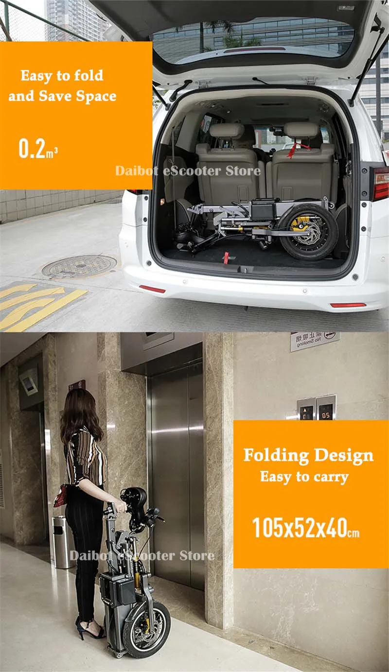 Daibot Fast Electric Scooter 3 Wheels Electric Bicycle 14 Inch 48V 350W One Button Portable Folding Electric Bike For Adults (14)