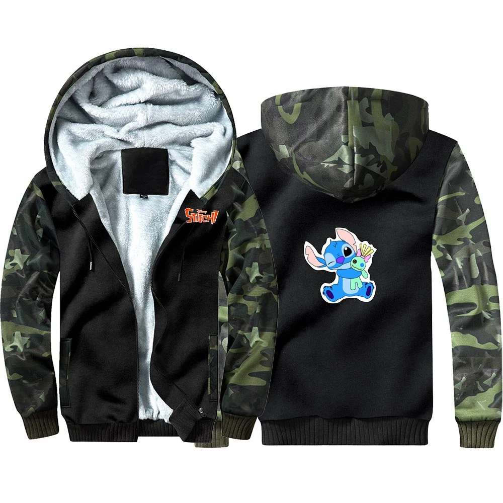 01 New Anime Lilo Stitch Hoodie Sweatshirts Winter Thicken Hooded Coat Cosplay Warm Men Clothing - Цвет: 01