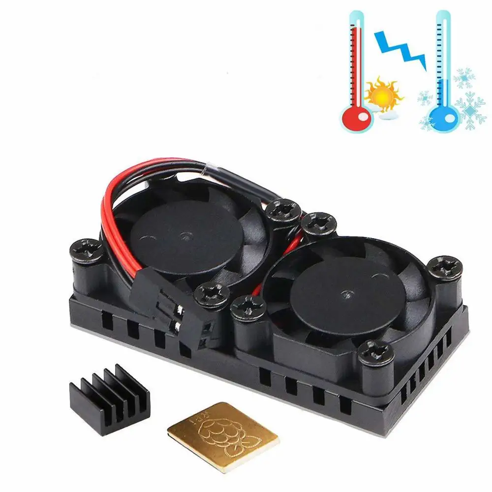 

Raspberry Pi 4 Model B Dual Fan with Heat Sink Ultimate Double Cooling Fans Cooler Optional for Raspberry Pi 4B/3B+/3