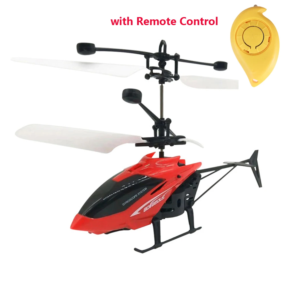 Мини Радиоуправляемый Дрон Летающий Радиоуправляемый вертолет с дистанционным управлением авиационная подвеска индукционный вертолет светодиодный светильник игрушки для детей подарок - Цвет: Red with Control