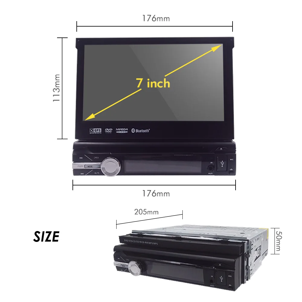 1 din 7 "Универсальный Автомобильный Радио gps-навигация Авторадио Видео плеер Bluetooth выдвижной сенсорный экран MP5 стерео аудио android 9