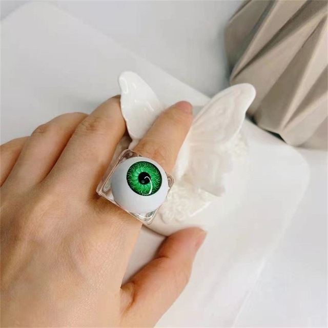 Korean Colorful Fashion Resin Fruit Ring Acrylic Geometric Round Rings for Women Beach Party Wedding Jewelry Anillos