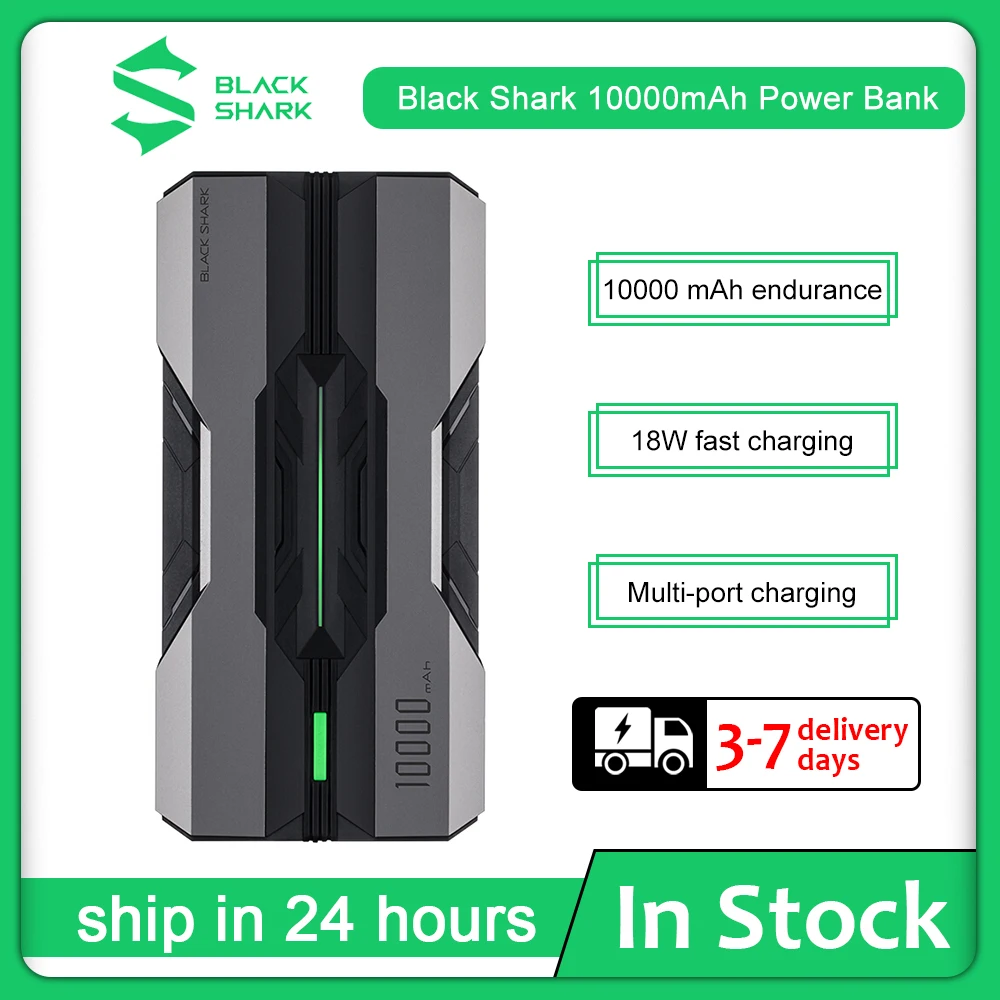 Black Shark-Batería Externa de carga rápida para móvil, cargador portátil de 10000mAh y 18W con tres salidas USB para iPhone y Xiaomi