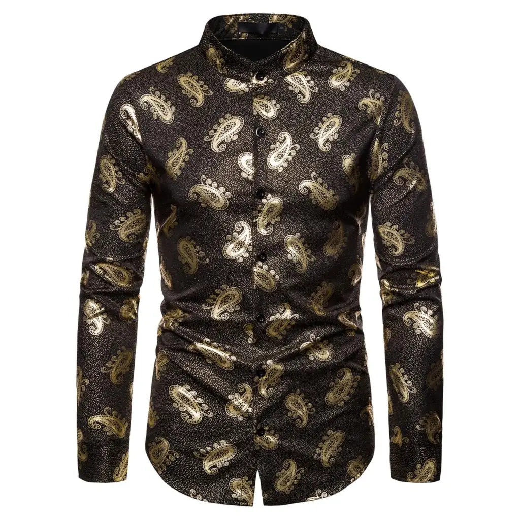 Design4 black Модная роскошная мужская рубашка с принтом, сценическая одежда, повседневная мужская рубашка, приталенная рубашка с длинным рукавом, индивидуальные деловые рубашки - Цвет: Design4 black