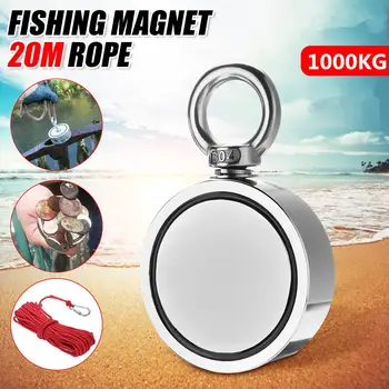 

1000kg Double Side Strong Powerful Neodymium Magnet Hook Salvage Magnet River Fishing Equipment Holder Pull Mounting Pot