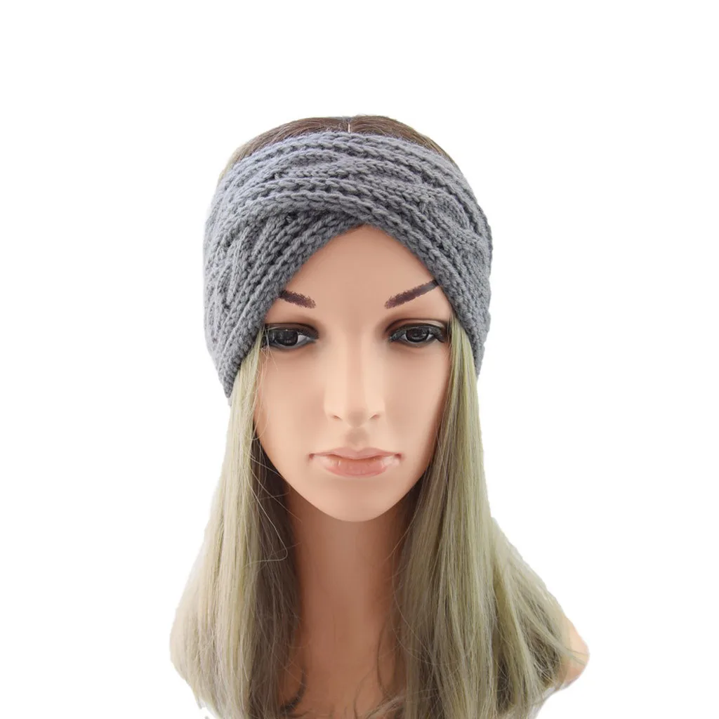 Women Warmer Ear Headband Thermal Hand Knitting Wool Cross Knot Head Hairband Turban Sweet Girls Hair Hairband Winter Headwear