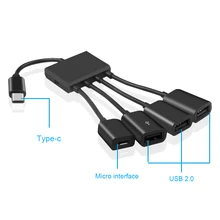 Kebidu 19 см USB 3,1 type C концентратор до 4 USB 2,0 порт концентратор несколько OTG 4 порта type-C зарядное устройство черз порт USB концентратор Кабельный разъем адаптер