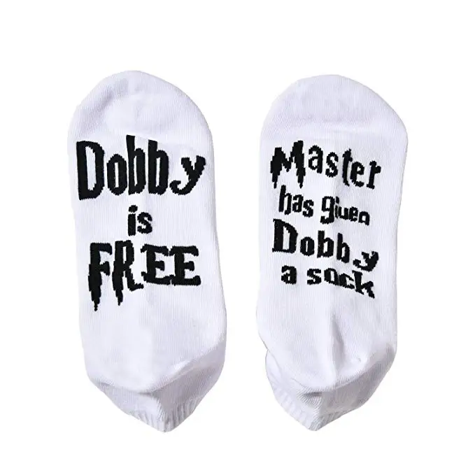 Новые носки унисекс «Мастер подарил Добби носки Добби бесплатно» забавные мягкие хлопковые носки повседневные носки с буквенным принтом для женщин - Цвет: Dobby Short White