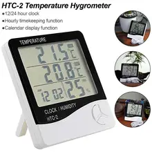 2PC HTC-2 intérieur chambre thermomètre numérique hygromètre électronique humidité température mètre horloge externe sonde capteur(China)