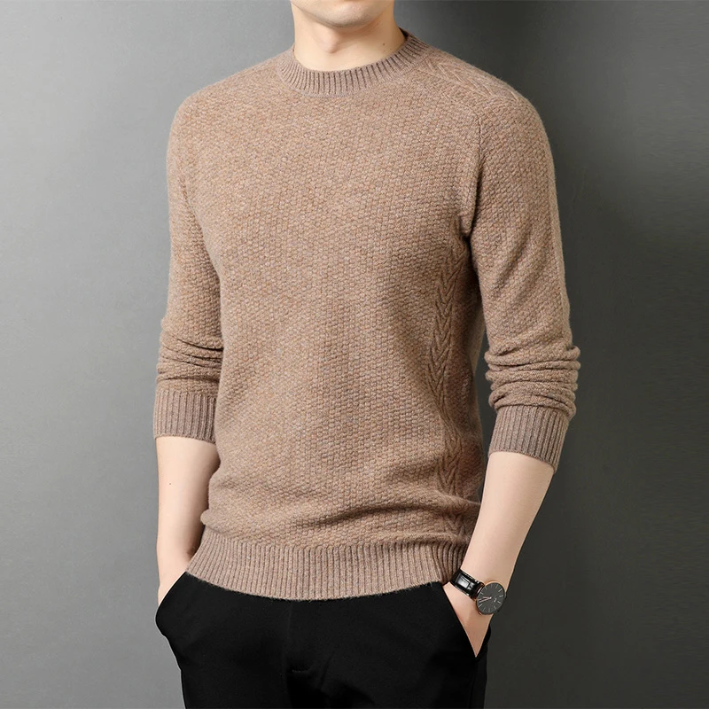

2021 Spring Autumn New Thick Warm Sweater Men Top Quality Fashion Male Casual Pullovers Long Sleeve O-neck Men's Sweaters E99