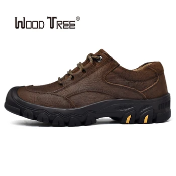 

WOODTREE 2020 fashion hot sale leather tactical shoes men's retro wind breathable soft men's sports shoes outdoor hiking hiking