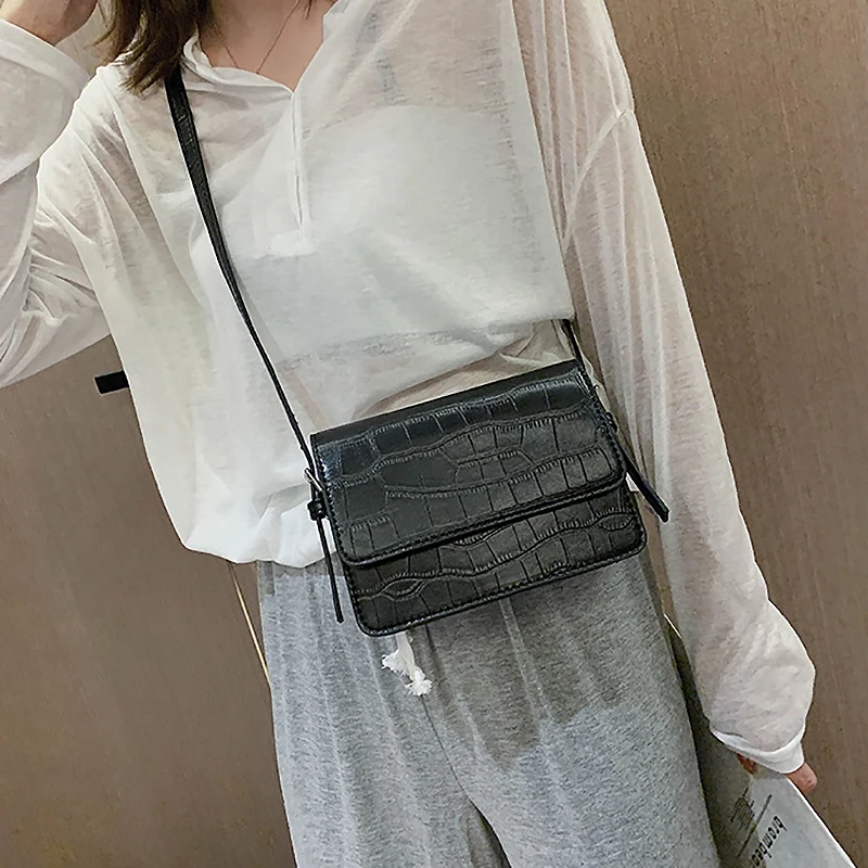 

Stone Pattern Mini Leather Crossbody Bags for Women Shoulder Messenger Bag Luxury Cell Phone Handbags