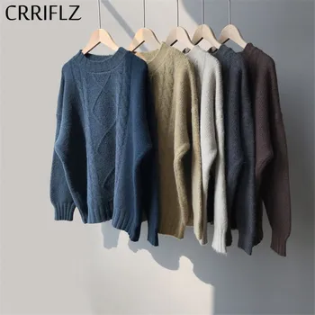 

Warm Thicken Vingate Pullovers Sweater Women Winter O Neck Long Sleeve Loose Sweater Top 2020 New CRRIFLZ