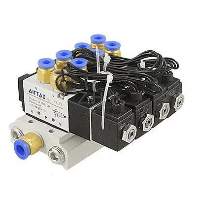 

15/64" Quick Fitting 2 Position 4 Solenoid Valve DC 24V w Base Muffler