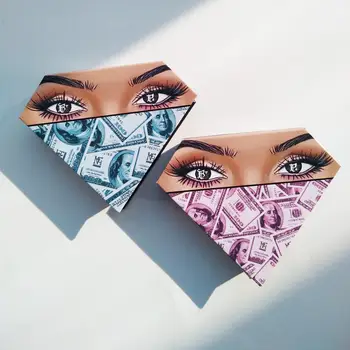 

Luxury Bandand Diamond Mink Lashes Case Color Print Dollar Lashes Packaging Box 3D Mink Eyelash Custom Your Brand Logo Box