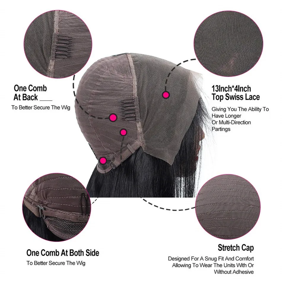 Liddy 13*4 Straight Short Bob Wigs Malaysian Lace Front Human Hair Wigs 100% Human Hair Wigs Natural Color Non-remy Wigs