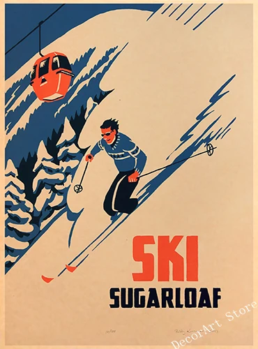 Ретро постеры для лыж в Альпах Швейцария Картина на холсте катание лыжах