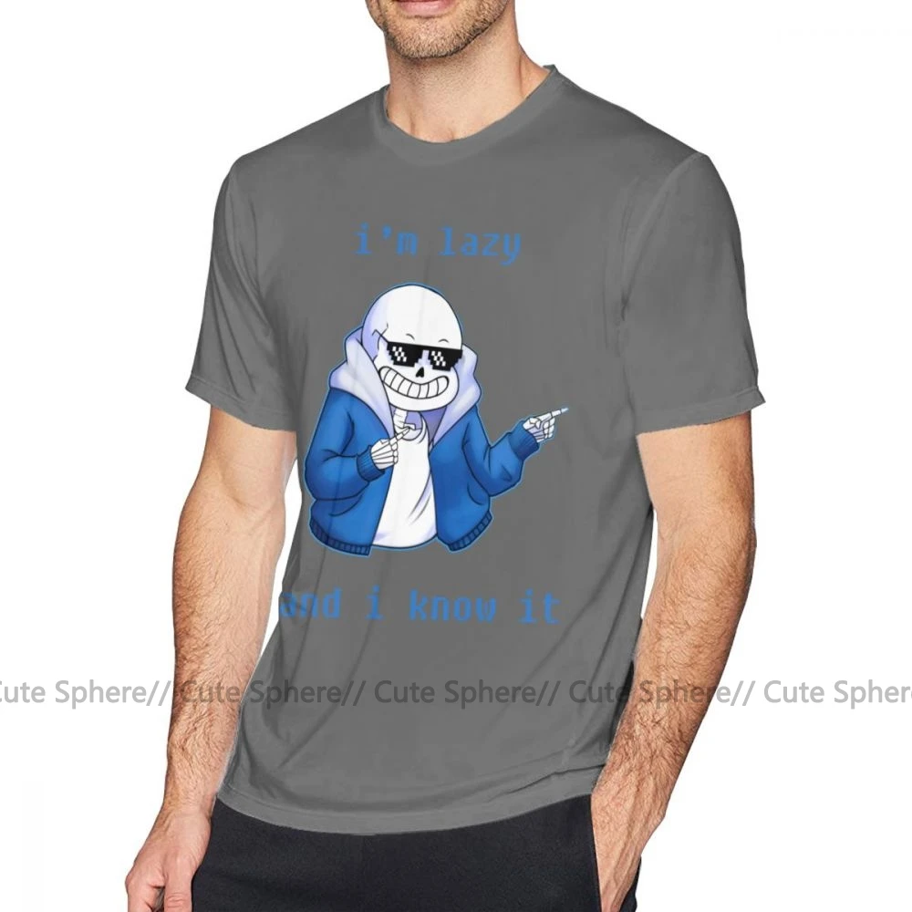 Undertale футболка Lazy And I Know It Оригинальная футболка мужская 6xl футболка уличная одежда забавная футболка из 100 хлопка с принтом - Color: Dark Grey