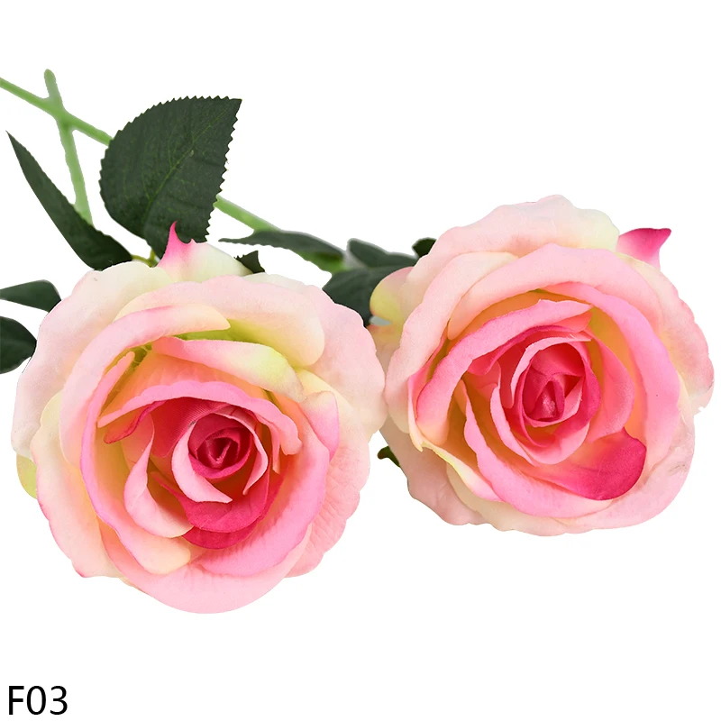 Высокое качество, европейские искусственные цветы, розы, цветочный букет, имитация фланели, искусственные цветы, домашний декор, украшение для свадебной вечеринки - Цвет: F03 mix peach