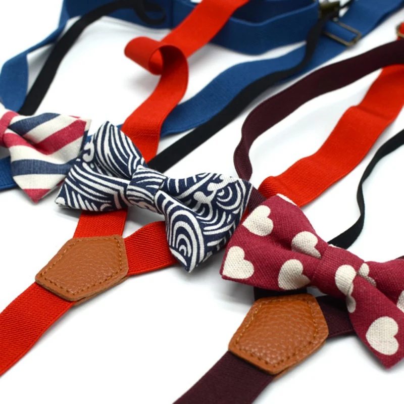 1 предмет, Детские эластичные подтяжки и галстук-бабочка, комплект одежды для мальчиков Детский костюм с галстуком-бабочкой для мальчиков Новинка, регулируемый пояс на лямках для спины