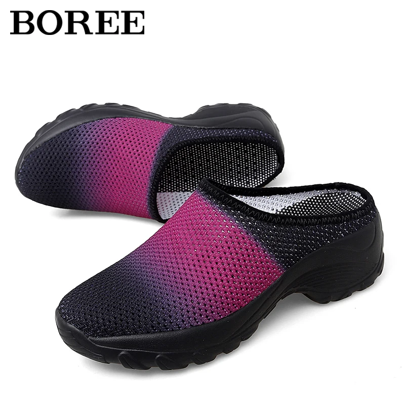 

Сандалии женские сетчатые на платформе, дышащие тапки до локтя, повседневная обувь для сада, летние Тапочки