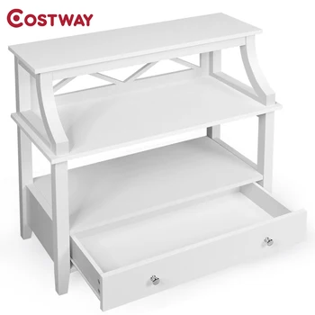 

3-Tier Modern Concise Storage Rack End table Side Table Slide Drawer Large Capacity Environmentally Coating Sturdily Constructed