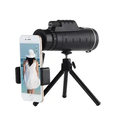 40x60 Monocular telescope HD Bak4 Zoom with Smartphone Stand Portable Tripod Low Light Night Vision Binoculars Hiking Camping