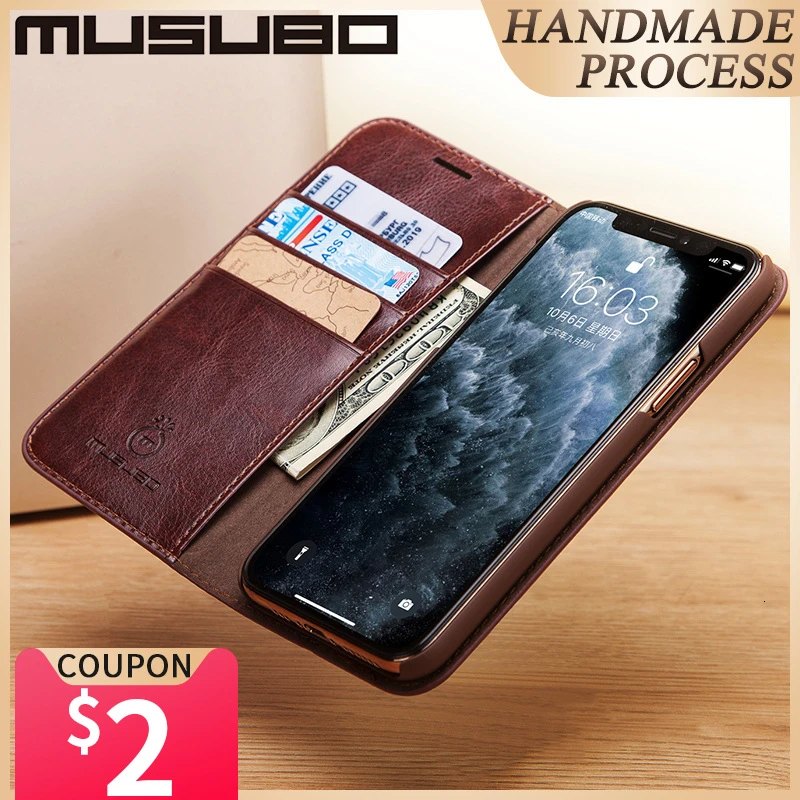 Musubo Card Case For iPhone 11 Pro Max Genuine Leather Flip Cover 13 Pro Fundas Luxury For iPhone Xs XR 8 7 6 Plus Wallet Coque 13 pro max cases