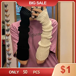 Spring Autumn Knitted Arm Warmers For Women Warm Fine Long Fingerless Gloves Elbow Mittens Ladies Girls Rabbit Print Arm Sleeve