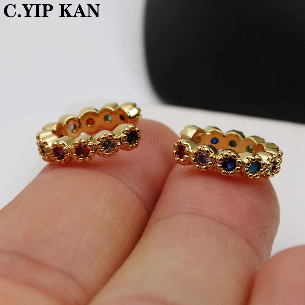 Fashion U-shaped gold-plated ear clip copper micro inlay color zircon ear clip simple style non hole earring bone clips