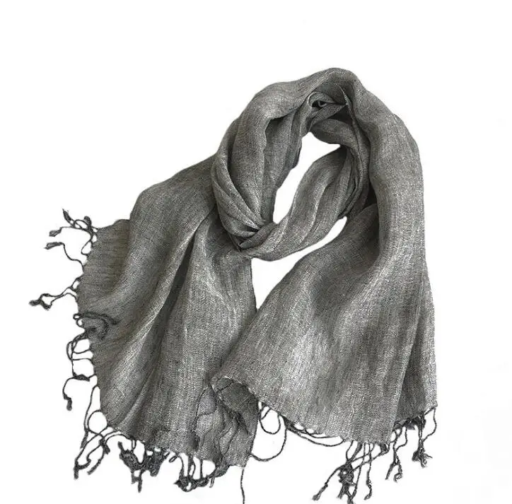 100% Linen New Spring and Autumn Unisex Scarf Echarpe Muslim Hijab Foulard Shawls Tie Dye Scarves Women/Men Sjaal Scarfs 4